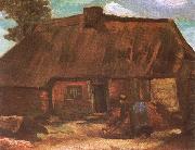 Vincent Van Gogh Cottage with Peasant Woman Digging (nn04) oil painting picture wholesale